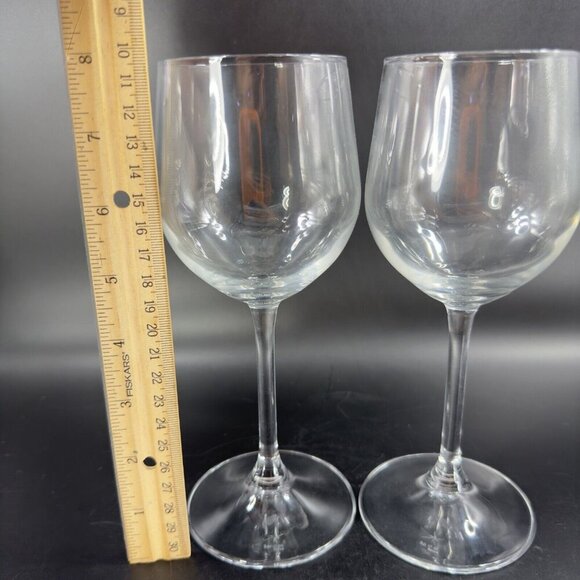 Bormioli Rocco Water Wine Glass Goblet Drinking Cups Clear Set 2 Marked Bottom - Picture 4 of 12